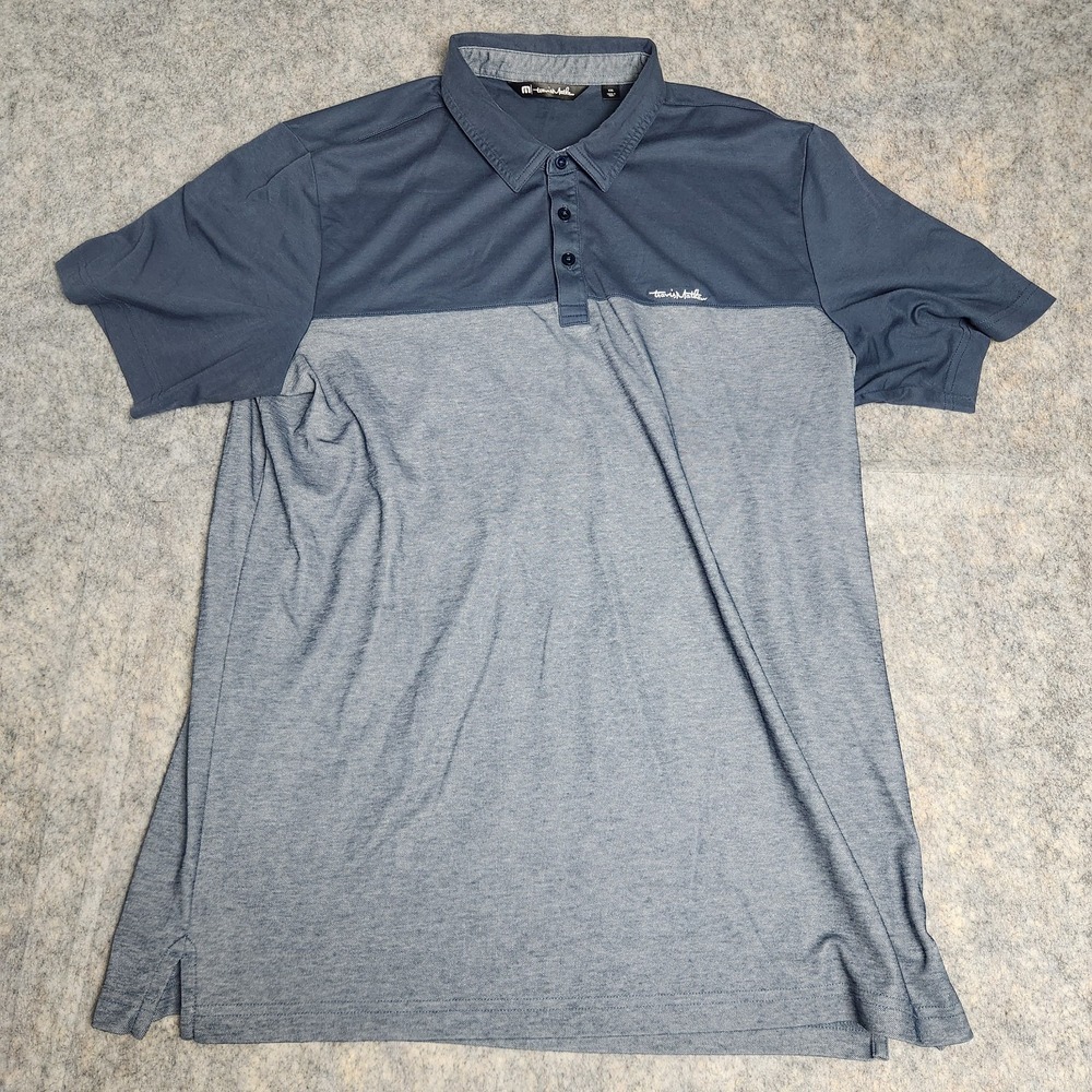 travis mathew Spooky Season Polo Shirt Men 2XL XXL Gray Black Striped Golf Prep